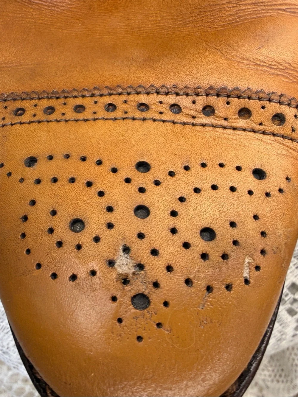 Allen Edmonds Cognac Brown Brogue Cap-Toe Oxfords